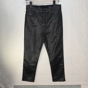 AG Adriano Goldschmied The Mila Super High‎ Rise Skinny Coated Black Jeans 28